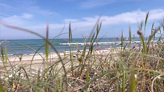 POV Stranger was peeping on girl and she let him fuck her on the beach