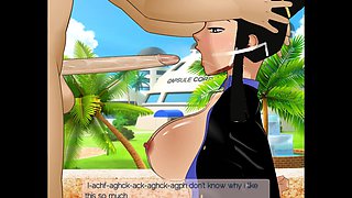 Chi-chi Gets Her Throat Fucked Outside Capsule Corp