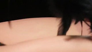 Brunette babe gets her pussy slapped with a pad