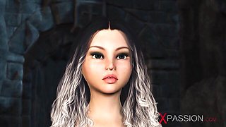 Adorable fem at cartoon trailer