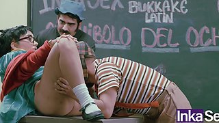 Sex school lesssion: latina girl with twintails gets pounded doggystyle