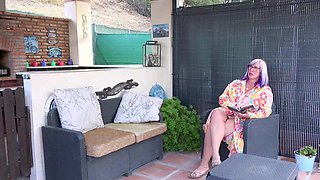 Old and young mature lesbians having fun together