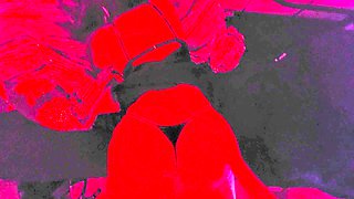 Horny wife Abby Roze gives a blowjob before I pound her from behind under red lights