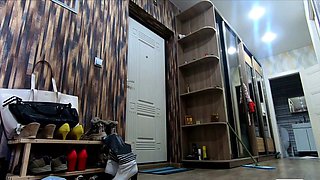 Naked Russian Blonde Surprises Delivery Guys