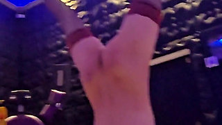 Lady Zara Hard Whipping Slave in Stockings Bondage Hanging Upside Down