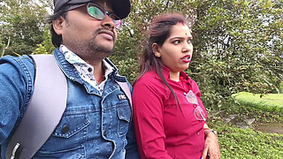 Indian Desi Girl Kissing Scenes and Boobs Press by Her Boyfriend in Forest