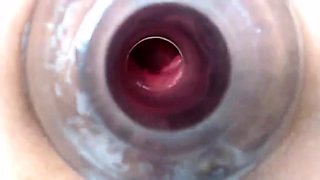 Blondes pussy gaping for her sex balls when masturbating