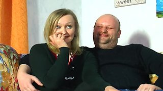 German Amateur Threesome with Blonde MILF and Fat Dude - Fucking, Cumshot, HD