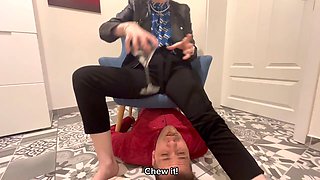 Dita dominates and punishes her foot slave