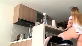 Blonde Maid with Big Ass and Tits Anal Solo Webcam Show