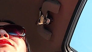 Traveling Stepmom, Solo Fans in Slow Motion, in the Car Big Tits
