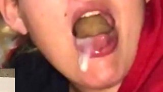 Step-sister, 18, Takes a Big Load of Cum in Her Mouth