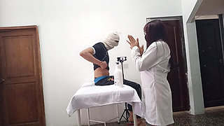 The massage at the institute ended deliciously! My boyfriend came in while I was giving the client a massage and did something amazing