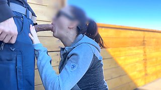 Public stranger, red head, blow-job