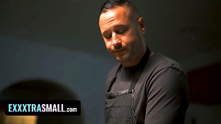 Clueless stepdad doesn't know that his sonny and daughter-in-law enjoy having porno around the mansion