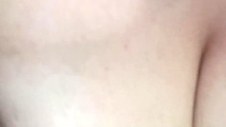 Fucked a sweet MILF in the bathroom and cum on her huge boobs