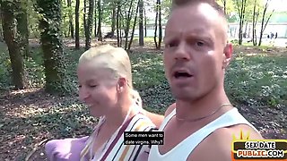 Bigtitted blonde bae doggystyled outdoor