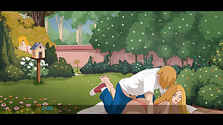Busty Blonde getting pegged in the Garden