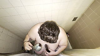 Bbw gets caught in the shower