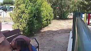 Extreme Dogging! Risky Blowjob with Teacher on Public Bench! - Misscreamy