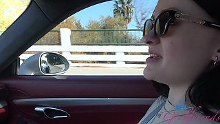 Beautiful brunette Imani Valor having hot sex in a car