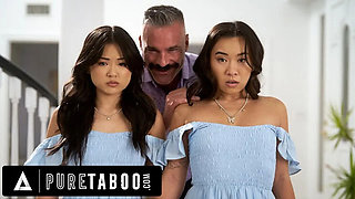 Hot Asian Stepsisters Lulu Chu & Kimmy Kimm Fuck Stepdad Lookalike - Hardcore Threesome
