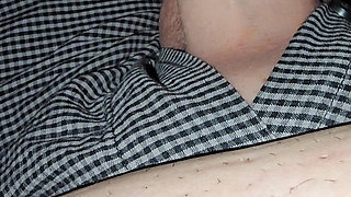 Step son long dick pulled out from his pants for step mom