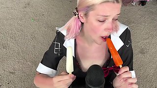 Asmr- Popsicle Sucking With Schoolgirl