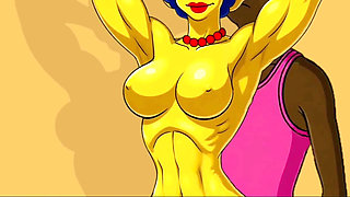 Wife Cheats on Her Husband with a Fitness Trainer. Cartoon. Simpsons Parody