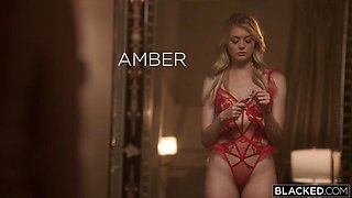 BLACKED Cock Hungry Cutie Amber Moore Gets A Double BBC Creampie