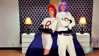 Playful threeway session with two lustful sluts in costume