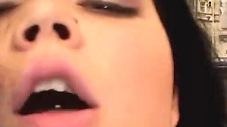Sweet brunette sucks and fucks huge cock of her boyfriend
