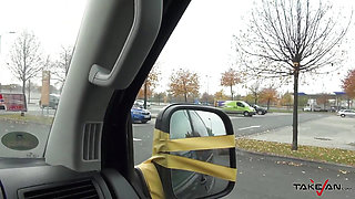 Tattooed hot blonde ride strangers cock in van