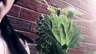 Sexy brunette teen outdoor masturbation