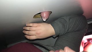 Obese blond boner cockblower is pleasuring a mischievous stud from the vicinity with her lips