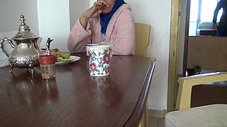 Perverted Muslim Woman Lets Stepson Cum in Her Morning Coffee