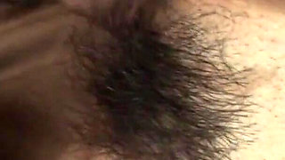 Japanese teen gets her hairy pussy licked and pumped by a dude with big dick