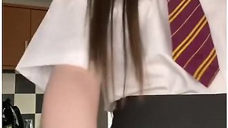Old Video Of Ellie Louise. Bjust Got Home From School And Stepdaddies Horny So I Rode My Dildo For Him!