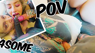 Anal Foursome Gets Intense with Deepthroat, Facefuck, and ATM POV, Ends with Big Cum Loads on Both Girls' Faces