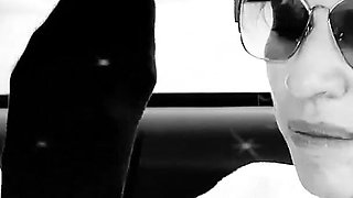 Story #12. Blonde MILF Licks the Driver's Feet and Sniffs Socks. Foot Fetish Car.