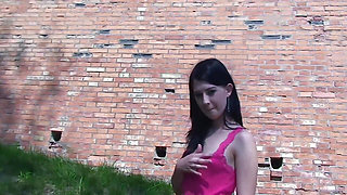 Cute Teen Lolly Flashing Her Small Tits and Pussy Outdoors
