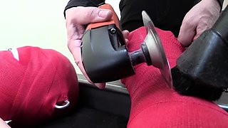 Femdom fetish mistresses fuck bdsm loser with strapon
