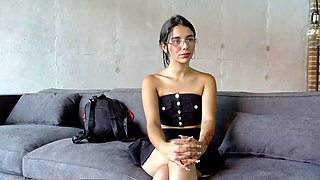 Nerdy latina teen gets freaky at casting