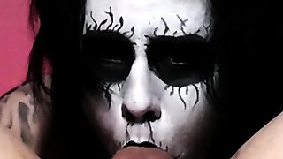 Black Metal Goth Deepthroats so Good That She Gets Two Throatpies