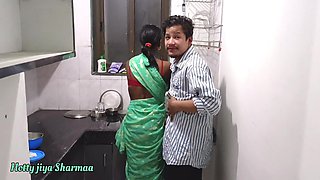 Stepsister Pussy Hard Fucked by Her Step Brother, She Is Wearing a Saree. in Kitchen