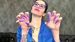 New Longer Shape and New Purple Color, Claws, Long Flexible Fingers Wide Palm, Silk Pantsuit on Me