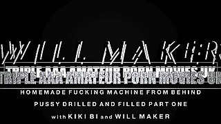 Homemade Fucking Machine From Behind - Pussy Drilled and Filled Part One - Uncut Clips