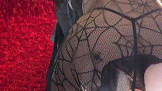 Two Hot Halloween Sluts Make a Big Dick Guy Comes Like a Fountain in Halloween Costumes Before the Party