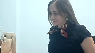 Secretary Lets Herself Be Recorded Making a Hot Video Call to Her Boss at Work