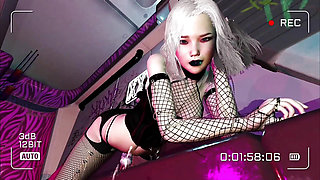Cyberpunk Babe Cums Like Fountain Futatrans